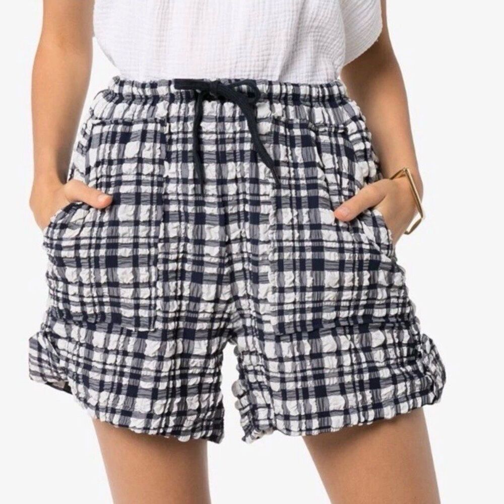 Solid and Striped Gingham Shorts Navy and White size Large Fall Indie Bohemian